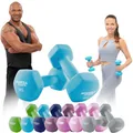 Produktbild: Miweba Sports Neopren Hantelset NKH100 | 𝐏𝐫𝐨𝐟𝐢 Hantel - Hexagon Hanteln Set - Kurzhanteln - Kurzhantel Set - Gymnastikhanteln - Hantel Set - Dumbbell - 0,5-10 Kg (2X 5.0 kg, Türkis)