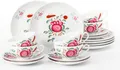 Produktbild: Seltmann Weiden Teeservice Geschirr-Set, 18 Teile, Amina Ostfiesenrose, klein (18-tlg), 6 Personen, Porzellan, Stäbchenrelief, die Ostfriesenrose, Blütenmotiv