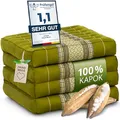 Produktbild: Nachhaltige Klappmatratze aus Kapok - 200x50x8cm - platzsparend, ökologische Yogamatte, Garten Lounge/Liege, Balkon, Bodensofa, Palettensofa (Grün)