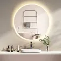 Produktbild: HOKO LED Wandspiegel Rund 60 cm Anti-fog Uhr Modernes Design Touch-Schalter & Warmweiß/Kaltweiß - Transparent