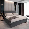 Produktbild: Masseno Boxspringbett PISA 140x200 cm Komplett-Set mit Bonell Matratze und Topper, Polsterbett mit Bettkästen -Grau, TILIA 90