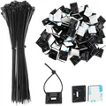 Produktbild: Kabelbinder Set Kabelhalter Kabelbinderbefestigung Selbstklebend Schwarz