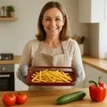 Produktbild: Frittier Blech Crisper Backblech 3-fach antihaftbeschichtet Backofen Grillkorb
