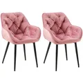 Produktbild: CLP 2er Set Stuhl Tanna Samt I Esszimmerstuhl Mit Armlehne I Gesteppter Polsterstuhl