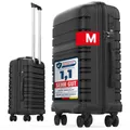 Produktbild: Handgepäck Koffer Hartschalenkoffer M – Reisekoffer Trolley Rollkoffer mit 4 Rollen & TSA-Schloss, Schwarz, 54 x 37 x 20 cm, stabil & leicht
