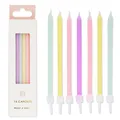 Produktbild: Packung mit 16 Regenbogen-Pastell Geburtstagskerzen mit Halterungen | Lang Dü...