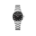 Produktbild: WENGER Unisex Armbanduhr Avenue Ø 35 mm, Swiss Made, Analog Quarz, Wasserdicht bis 100 m, Edelstahl-Armband, Schwarz/Silber, 01.1621.102