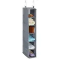 Produktbild: Relaxdays Kleiderschrank Hängeregal, 6 Fächer, Stoff, HBT: 92 x 15,5 x 30 cm, 2 Haken, Schrankaufbewahrung hängend, grau