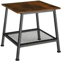 Produktbild: tectake® Beistelltisch, Industrial Style, trapezförmiges Gestell, mit Ablage und Gitterablage, 45,5 x 45 x 47 cm