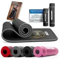 Produktbild: NEOLYMP Fitnessmatte (Yogamatte mit Tragegurt inklusive Trainingsbuch mit Übungseinheiten) grau|schwarz 80 cm
