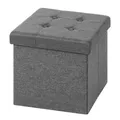Produktbild: WOLTU® Sitzhocker mit Stauraum Sitzwürfel Sitzbank faltbar Truhen Aufbewahrungsbox, Deckel abnehmbar, Gepolsterte Sitzfläche aus Leinen, 37,5x37,5x38CM(LxBxH), Hellgrau