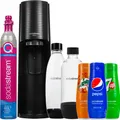 Produktbild: Sodastream Wassersprudler Terra Schwarz Set mit 2 Flaschen Sirup Kartusche