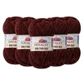 Produktbild: Himalaya Dolphin Baby Chenille-Garn, 100 % Polyester, jeder Strang 100 g, 120 m, 6: Super Bulky, Dunkelbraun – 80336