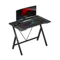 Produktbild: Huzaro Hero 1.4 | Computertisch Gamingtisch Schreibtisch Bürotisch | 100 x 50 cm | Kabeldurchführung | Stahlkonstruktion Carbon Tischplatte | Schwarz