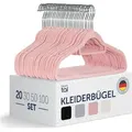 Produktbild: Blumtal 20 Stück Kleiderbügel Platzsparend mit Samtbezug - rutschfeste Premium Bügel inkl. Krawattenhalter, 360° drehbar, Rosa - Rosa