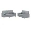 Produktbild: vidaXL Sofa 2-tlg. Sofagarnitur mit Kissen Hellgrau Stoff