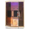 Produktbild: Dewello® Infrarotsauna Infrarotkabine Ottawa 140x120 1-2 Person Vollspektrumstrahler Bodenstrahler LED-Farblicht aus Hemlock Tannenholz, Bluetooth FM MP3 USB