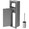 Produktbild: LuxeBath Unterputz-Schrankmodul Edelstahl für die Klobürstengarnitur, Chrom, 60x20x14 cm, Badezimmerschrank mit Toilettenpapierhalter, Toilettenb... - Silber