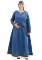 Produktbild: Battle-Merchant – Wikinger Kleid Lykka aus Wollgemisch, Schweres Mittelalter Kleid, Wollkleid, Blau meliert, Langarm, Bodenlang – Reenactment & LARP (L, Blau/Braun)