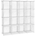 Produktbild: SONGMICS Steckregal, 16 Würfel Aufbewahrungssystem aus Metalldraht, DIY, modulares Gitterregal, mit Drahtrahmen, weiß LPI44W