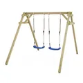 Produktbild: WICKEY Kinderschaukel Schaukelgestell Smart Move - Schaukel blau & Gestell Holz, Outdoor Schaukelgerüst, Doppelschaukel, Holzschaukel für Kinder im Garten