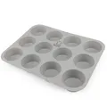 Produktbild: BackeFix Backform Flexi MF12F, für 12 Muffins, aus Silikon, 29 x 22 x 3 cm, grau, Muffinform