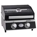 Produktbild: RÖSLE Gasgrill BBQ-Portable VIDERO G2-P, tragbarer Tischgrill mit 2 Edelstahlbrennern, Warmhalterost und Deckel mit Glaseinsatz sowie Deckelthermometer, pulverbeschichteter Stahl, 50 mbar, schwarz