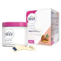 Produktbild: Veet Pure Zuckerpaste mit Arganöl - Sugaring Paste für die Haarentfernung an Körper & Gesicht - 1 x 250 ml inkl. Holzspatel & Stoffstreifen