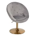 Produktbild: FineBuy Loungesessel Samt Design Drehstuhl, Clubsessel Polsterstuhl mit Rückenlehne, Drehsessel Cocktailsessel Lounge, Sessel mit Stoffbezug Grau