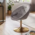 Produktbild: FineBuy Loungesessel Grau Drehstuhl Clubsessel Samt Cocktailsessel Barsessel
