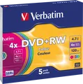 Produktbild: VERBATIM 43297 - DVD+RW 4,7 GB, Colour, 5er Pack Slim Case