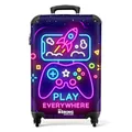 Produktbild: NoBoringSuitcases.com® Kinderkoffer Junge Handgepäck Koffer Klein Hartschalenkoffer Trolli Kinder - Gaming - Neon - Konsole - Koffer Kinder Jungen Trolley, 55x40x20