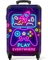 Produktbild: NoBoringSuitcases.com© Kinderkoffer Spiele - Konsole - Neon - Jungen 55x35x20cm, 4 Rollen, Handgepäck Koffer, Hartschalenkoffer Kinder, Reisekoffer Jungen