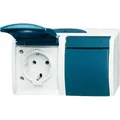Produktbild: BJ APWG ocean AP Schuko 20/2EW-53 2fach waagerecht grau/ blaugrün - Blau/Weiß
