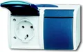 Produktbild: Busch-Jaeger Schuko Doppelsteckdose IP44 2-fach grau/blaugrün 20/2 EW-53 AP