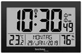 Produktbild: Technoline WS8016 Funk-Wand-Uhr mit Temperaturanzeige, Kuststoff, schwarz, klein: 22,5 x 14,3 x 2,4cm