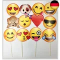 Produktbild: JZK 12 x Emoji Foto Verkleidung Papier Partei Requisiten Photo Booth auf Stick