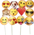 Produktbild: JZK 12 Stück Emoji Foto Verkleidung Papier Requisiten Smiley Booth Kinder