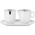 Produktbild: WMF Barista Zuckerdose 130 ml und Sahne-/ Milchkännchen Porzellan 170 ml mit Deckeln Set 3-teilig mit Untersetzer, Milchkanne, spülmaschinengeeignet