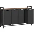 Produktbild: Mid.you Wäschekorb, Braun, Schwarz, Metall, Textil, Holzwerkstoff, 160 L, rechteckig, 116x72x33 cm, zusammenfaltbar, Ordnen & Aufbewahren, Wäschekörbe & Tonnen