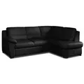 Produktbild: Ledersofa - schwarz - Basismodell - Ottomane rechts Sofa Wohnlandschaft Ecksofa