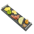 Produktbild: Schiefer Servierplatte mit Griff - 50 x 15cm Groß - Ideal zum Servieren - Rut...