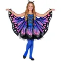 Produktbild: Widdmann Kostüm Schmetterling Kostüm mit Flügeln blau - Fasching, Lila-blaues Kostümkleid mit Stoff-Flügeln blau 140