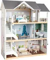 Produktbild: Small Foot Puppenhaus Stadtvilla aus Holz, mit 3 Etagen, offener Front und 12 Möbeln, für Kinder ab 3 Jahren, 11802, Weiß Grau