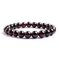 Produktbild: Candyfancy Armbänder Damen 8MM Perlen Granat Armband Bergkristall Bead Elastisch Natürlich Stein Frauen