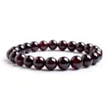 Produktbild: Armbänder Damen 8MM Perlen Granat Armband Bergkristall Bead Elastisch Natürli...