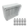 Produktbild: ARLI SET: Abzweigdose IP67 Sichttür Aufputz 310 x 230 x 130 mm + 10x Kabelverschraubungen M20 x 1,5 mm