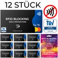 Produktbild: 12x TÜV geprüfte RFID / NFC Schutzhülle für Kreditkarte Bankkarte Kreditkarten