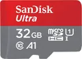 Produktbild: Sandisk microSDHC Ultra 32GB (A1/UHS-I) + Adapter Speicherkarte (32 GB, Class 10, 120 MB/s Lesegeschwindigkeit)