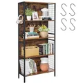 Produktbild: VASAGLE Bücherregal, Büroregal, Küchenregal, Standregal mit 5 Ablagen, 4 S-Haken, 30 x 74 x 154 cm, für Büro, Wohnzimmer, Arbeitszimmer, vintagebraun-tintenschwarz LBC023B01